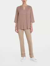 Blusa con scollo a V e micro pattern in Ecoseta Neri Donna - Ragno