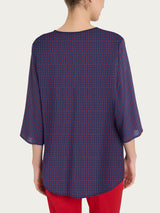 Blusa con scollo a V e micro pattern in Ecoseta Rossi Donna - Ragno