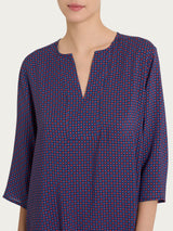 Blusa con scollo a V e micro pattern in Ecoseta Rossi Donna - Ragno