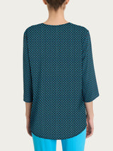 Blusa con scollo a V e micro pattern in Ecoseta Azzurri Donna - Ragno