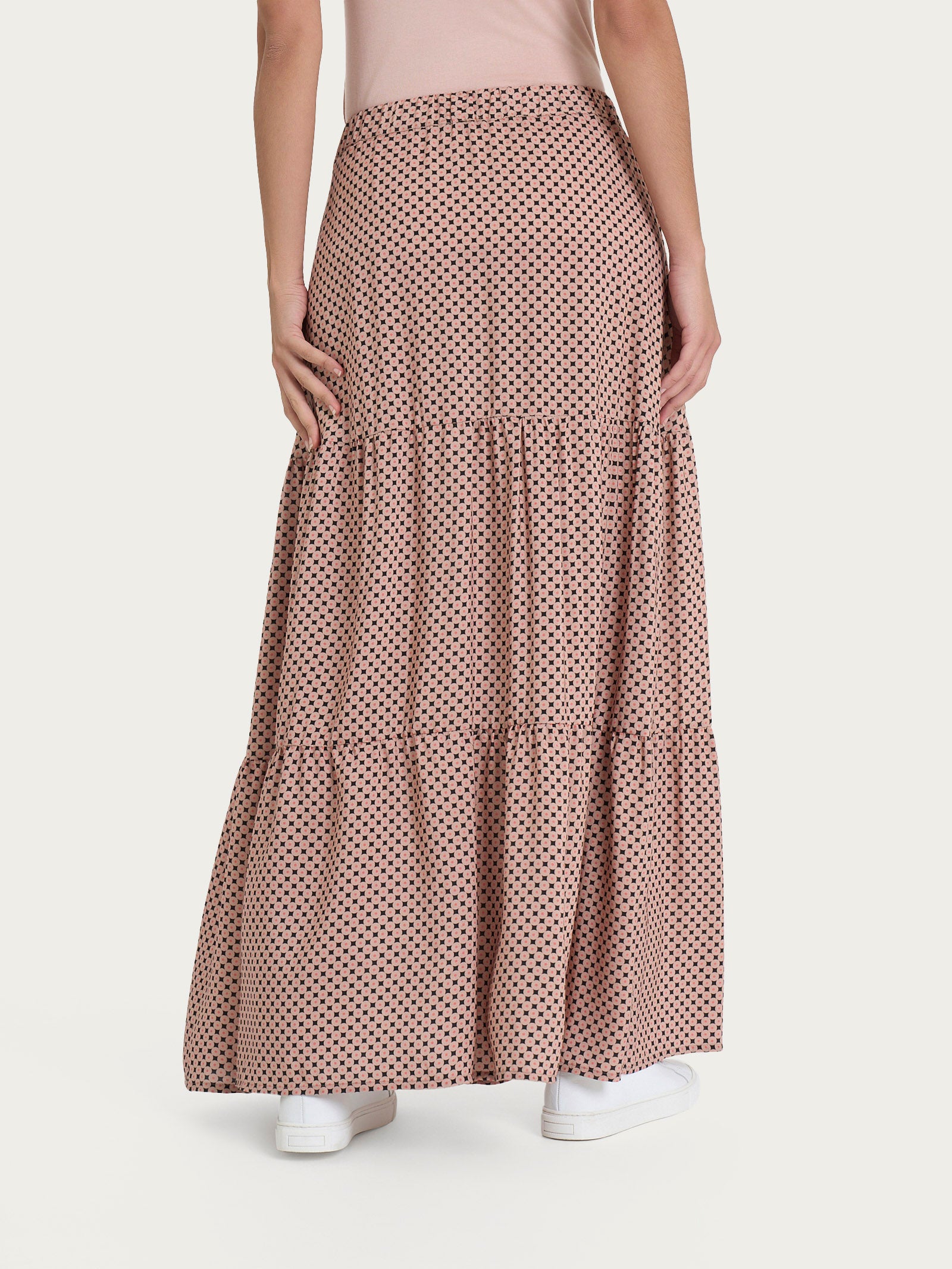 Gonna lunga con micro pattern in Ecoseta Neri Donna - Ragno