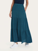 Gonna lunga con micro pattern in Ecoseta Azzurri Donna - Ragno