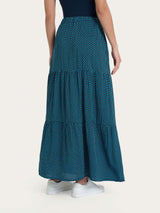 Gonna lunga con micro pattern in Ecoseta Azzurri Donna - Ragno