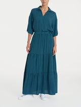 Gonna lunga con micro pattern in Ecoseta Azzurri Donna - Ragno