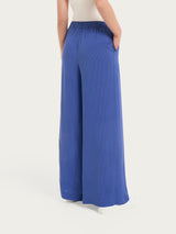 Pantalone a palazzo con tasche e hexagon pattern in Ecoseta Blu Donna - Ragno