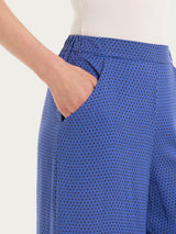 Pantalone a palazzo con tasche e hexagon pattern in Ecoseta Blu Donna - Ragno