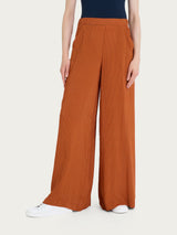 Pantalone a palazzo con tasche e hexagon pattern in Ecoseta Rossi Donna - Ragno