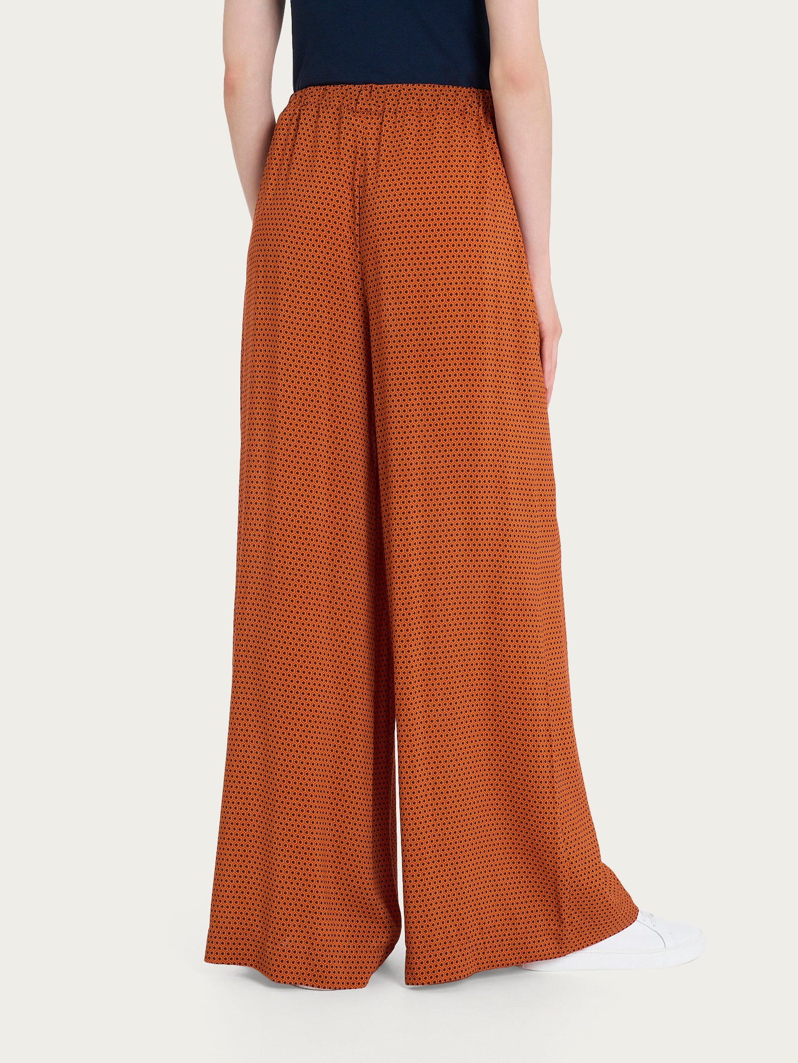 Pantalone a palazzo con tasche e hexagon pattern in Ecoseta  Rossi Donna - Ragno