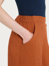 Pantalone a palazzo con tasche e hexagon pattern in Ecoseta Rossi Donna - Ragno