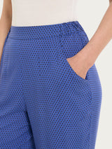 Pantalone ampio con tasche e hexagon pattern in Ecoseta Blu Donna - Ragno