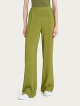 Pantalone ampio con tasche e hexagon pattern in Ecoseta Verdi Donna - Ragno