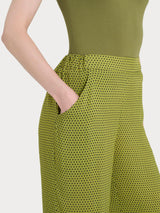 Pantalone ampio con tasche e hexagon pattern in Ecoseta Verdi Donna - Ragno
