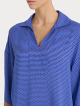 Blusa con colletto e hexagon pattern in Ecoseta Blu Donna - Ragno
