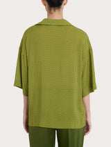 Blusa con colletto e hexagon pattern in Ecoseta Verdi Donna - Ragno