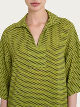 Blusa con colletto e hexagon pattern in Ecoseta Verdi Donna - Ragno