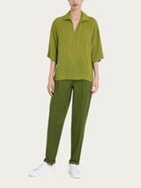 Blusa con colletto e hexagon pattern in Ecoseta Verdi Donna - Ragno