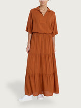 Blusa con colletto e hexagon pattern in Ecoseta Rossi Donna - Ragno