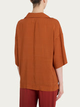 Blusa con colletto e hexagon pattern in Ecoseta Rossi Donna - Ragno