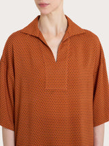 Blusa con colletto e hexagon pattern in Ecoseta Rossi Donna - Ragno