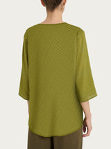 Blusa con scollo a V e hexagon pattern in Ecoseta Verdi Donna - Ragno