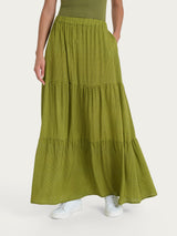 Gonna lunga e hexagon pattern in Ecoseta Verdi Donna - Ragno