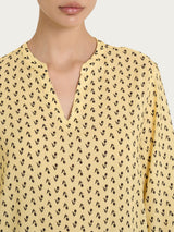 Blusa con scollo a V e tulips pattern in Ecoseta Gialli Donna - Ragno