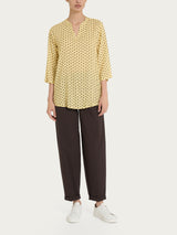 Blusa con scollo a V e tulips pattern in Ecoseta Gialli Donna - Ragno