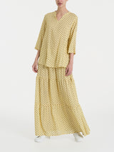 Blusa con scollo a V e tulips pattern in Ecoseta Gialli Donna - Ragno