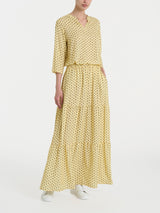 Blusa con scollo a V e tulips pattern in Ecoseta Gialli Donna - Ragno