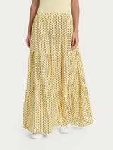 Gonna lunga con micro tulips pattern in Ecoseta Gialli Donna - Ragno