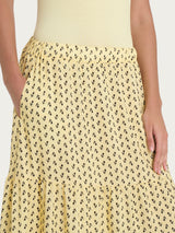 Gonna lunga con micro tulips pattern in Ecoseta Gialli Donna - Ragno