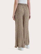 Pantalone a palazzo con tasche e geometic pattern in Ecoseta Viola Donna - Ragno