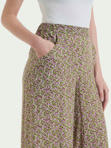Pantalone a palazzo con tasche e geometic pattern in Ecoseta Viola Donna - Ragno