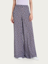 Pantalone a palazzo con tasche e geometic pattern in Ecoseta Rosa Donna - Ragno