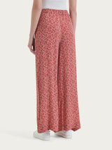 Pantalone a palazzo con tasche e geometic pattern in Ecoseta  Rosa Donna - Ragno