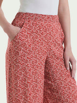 Pantalone a palazzo con tasche e geometic pattern in Ecoseta  Rosa Donna - Ragno