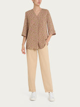 Blusa con geometric pattern e manica 3/4 in Ecoseta Viola Donna - Ragno