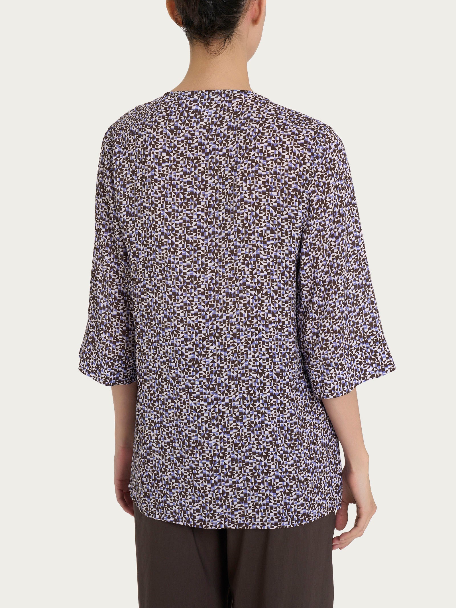 Blusa con geometric pattern e manica 3/4 in Ecoseta Rosa Donna - Ragno