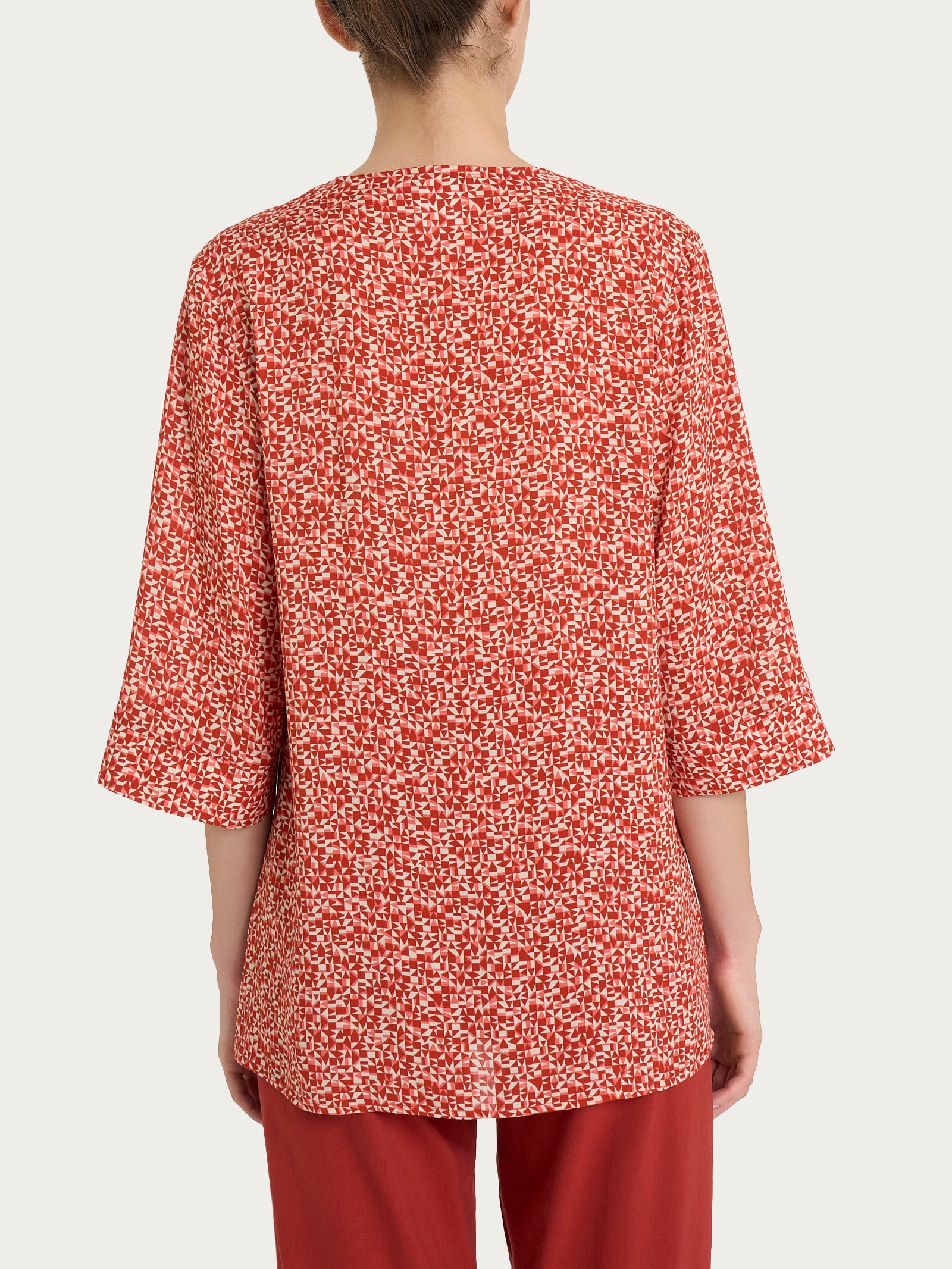 Blusa con geometric pattern e manica 3/4 in Ecoseta Rosa Donna - Ragno