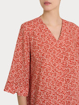 Blusa con geometric pattern e manica 3/4 in Ecoseta Rosa Donna - Ragno