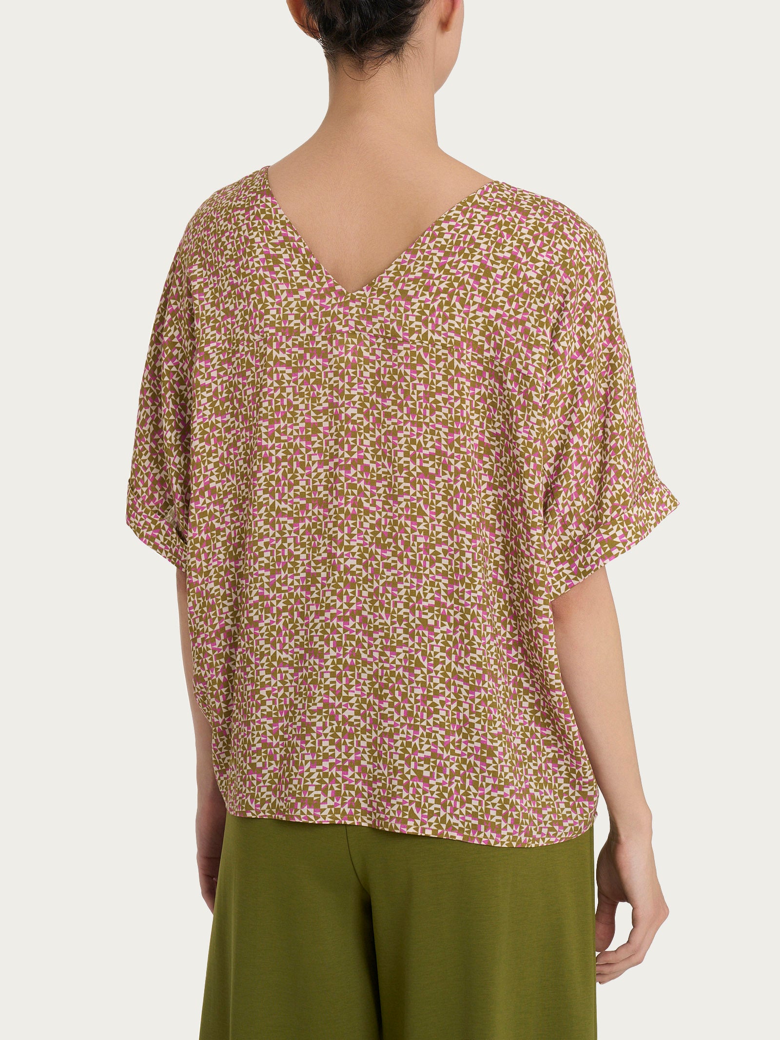 Blusa con geometric pattern e manica kimono in Ecoseta Viola Donna - Ragno