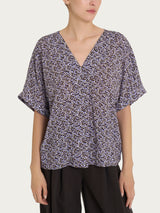 Blusa con geometric pattern e manica kimono in Ecoseta Rosa Donna - Ragno