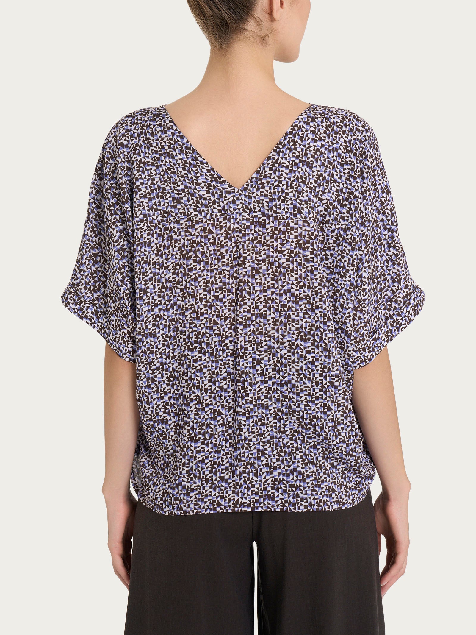 Blusa con geometric pattern e manica kimono in Ecoseta Rosa Donna - Ragno