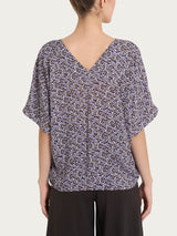 Blusa con geometric pattern e manica kimono in Ecoseta Rosa Donna - Ragno