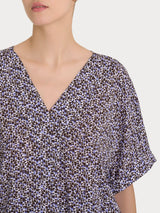 Blusa con geometric pattern e manica kimono in Ecoseta Rosa Donna - Ragno