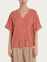 Blusa con geometric pattern e manica kimono in Ecoseta Rosa Donna - Ragno