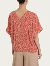 Blusa con geometric pattern e manica kimono in Ecoseta Rosa Donna - Ragno