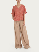 Blusa con geometric pattern e manica kimono in Ecoseta Rosa Donna - Ragno