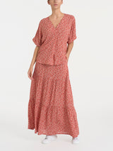 Blusa con geometric pattern e manica kimono in Ecoseta Rosa Donna - Ragno