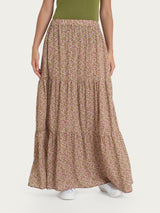 Gonna lunga con micro geometric pattern in Ecoseta Viola Donna - Ragno